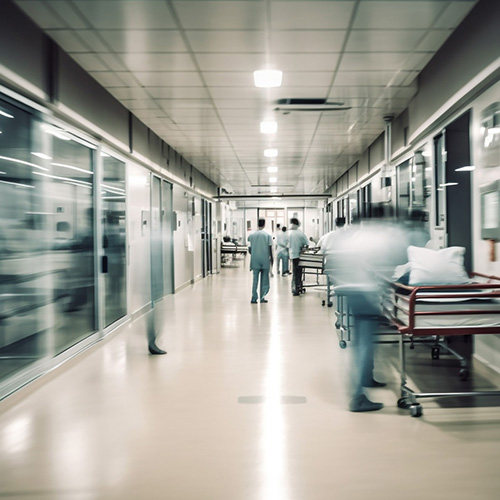 Hospital corridor AI image